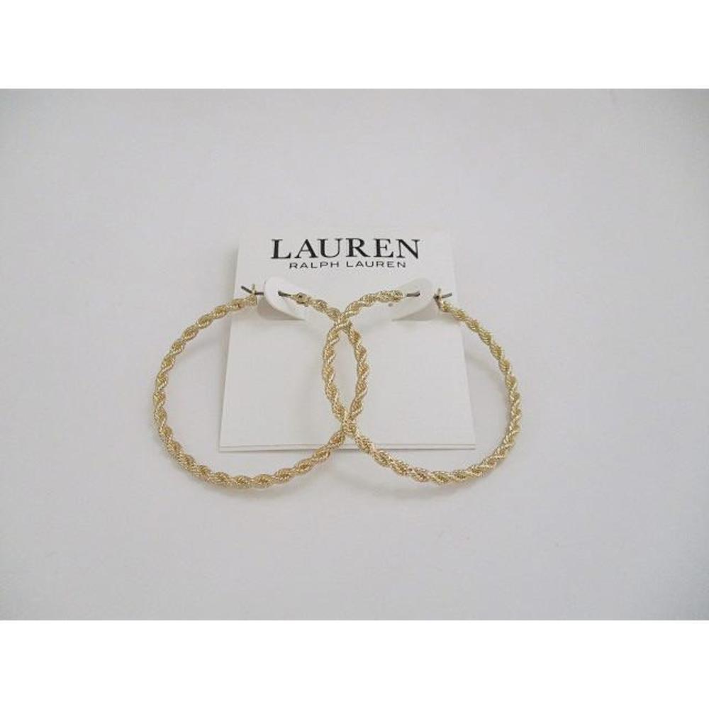 NWT Ralph Lauren Goldtone Twisted Rope 44mm Hoop Earrings